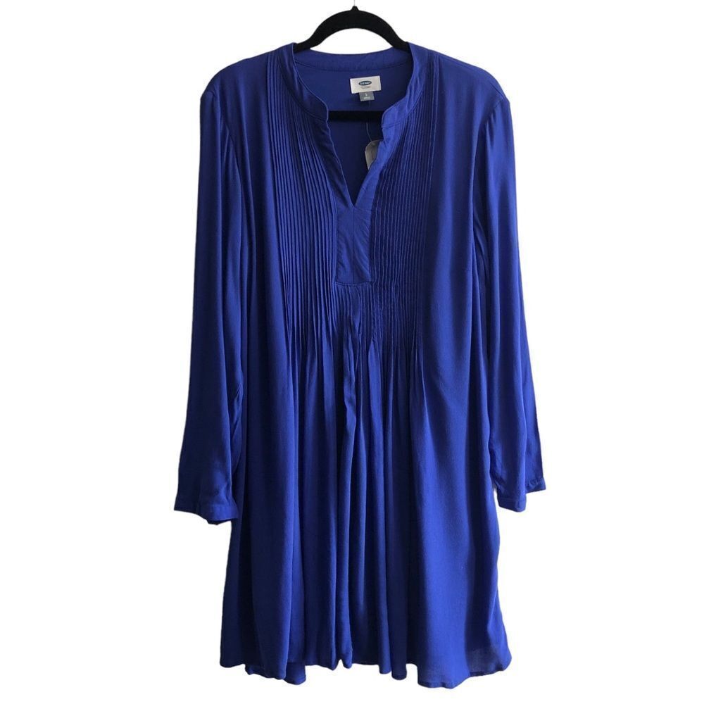 𝅺OLD NAVY Large Royal‎ Blue Knee Length Shift Dress Lined Long Sleeve
